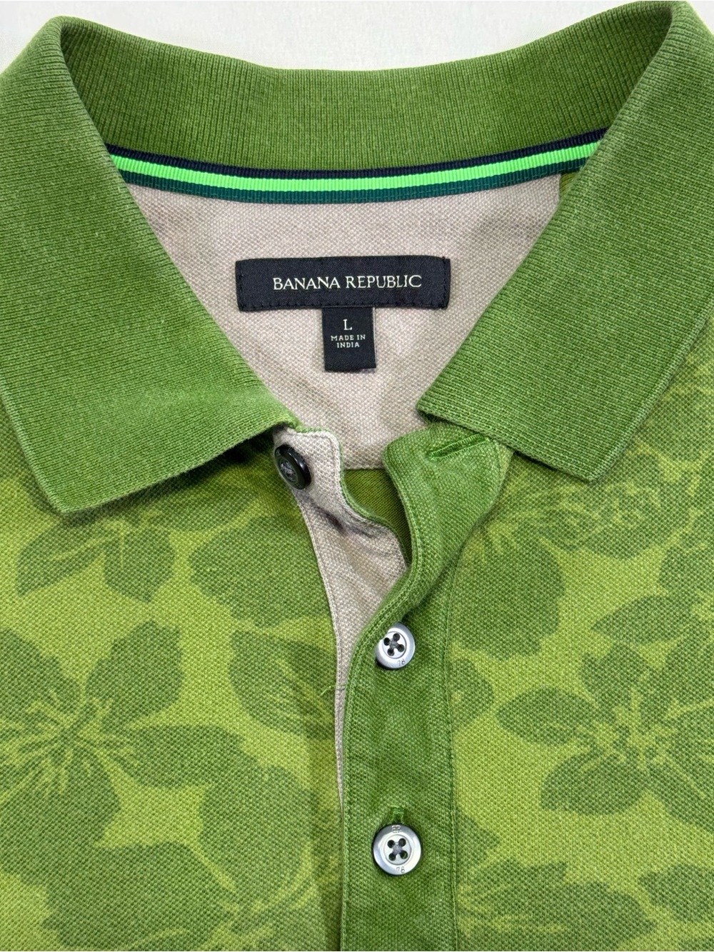 Banana Republic Olive Green Floral Jacquard Polo - Picture 7 of 8